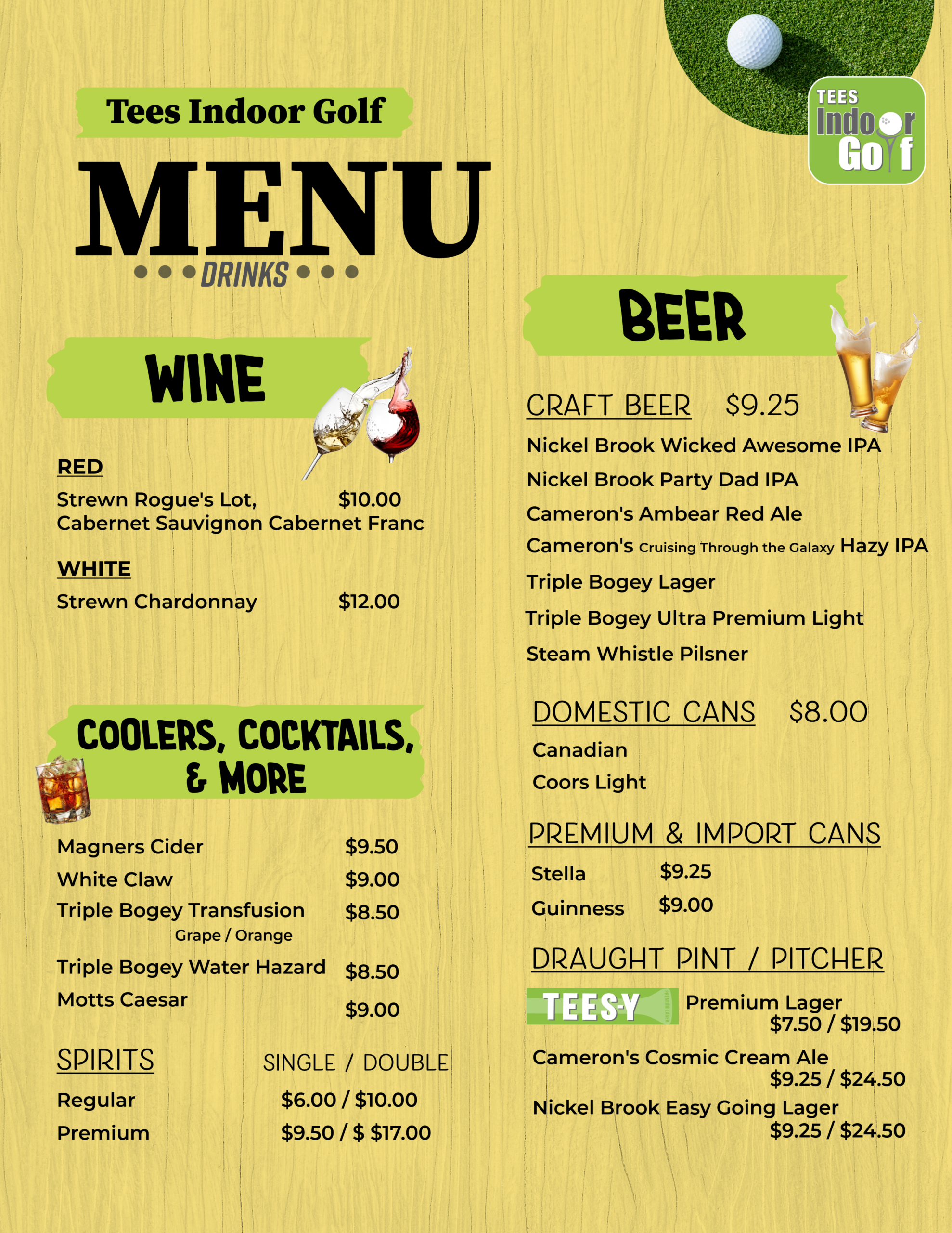 Tees Menu Oct 25 2 Alcohol